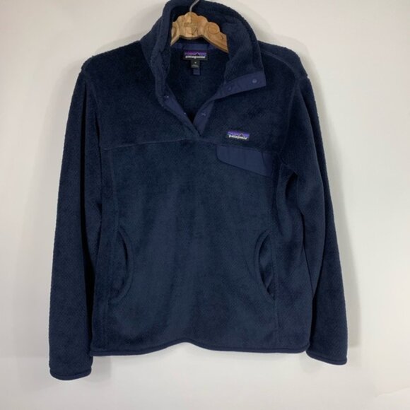 Patagonia Snap T Navy Blue Fleece Jacket Sz Medium - Picture 1 of 6